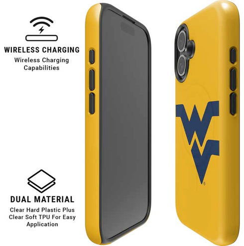 West Virginia University Yellow Background iPhone 16 Plus Magsafe Impact Case